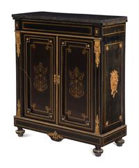 A Napoleon III Gilt Bronze Mounted Ebonized Marble-Top Meuble d’Appui