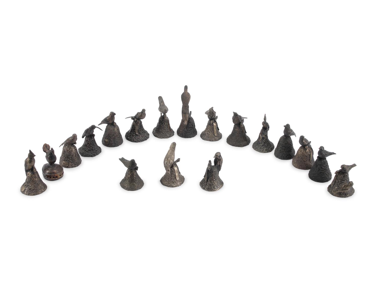 A Collection of Eighteen Continental Bronze and Cast Metal Bells