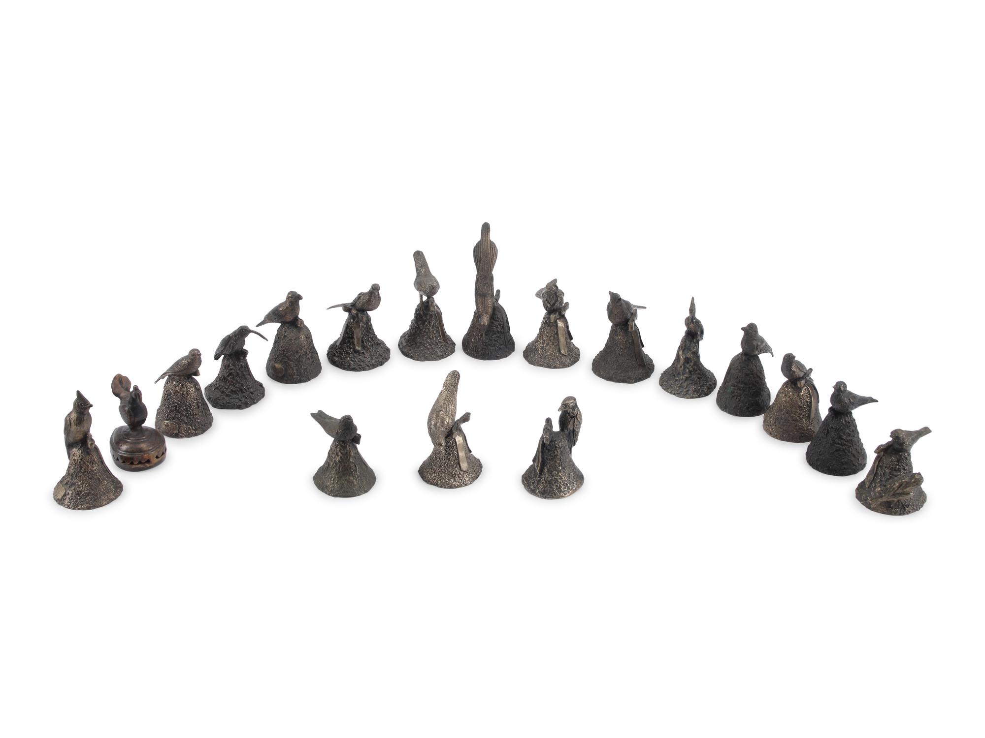 A Collection of Eighteen Continental Bronze and Cast Metal Bells