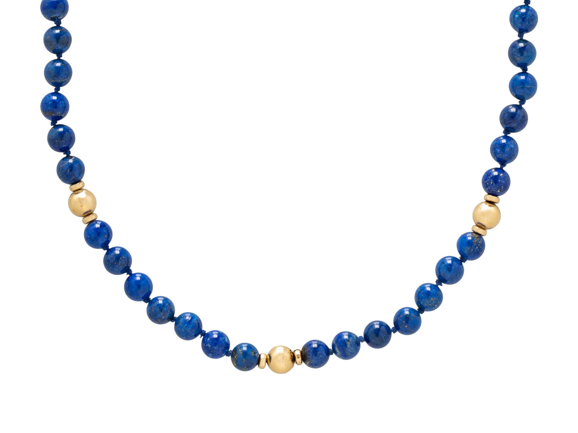 YELLOW GOLD AND LAPIS LAZULI NECKLACE AND BANGLE