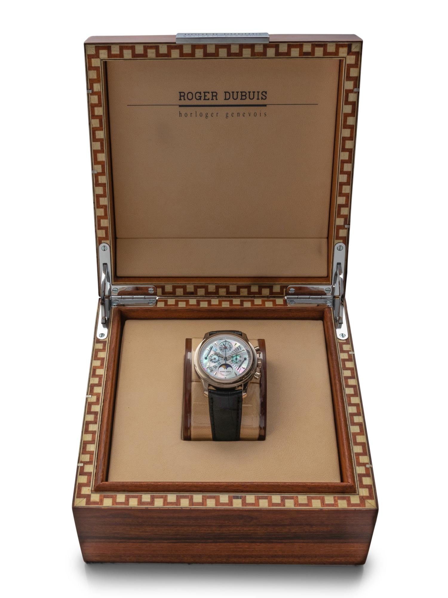 ROGER DUBUIS, 18K WHITE GOLD PERPETUAL CALENDAR CHRONOGRAPH 'HOMMAGE' WATCH
