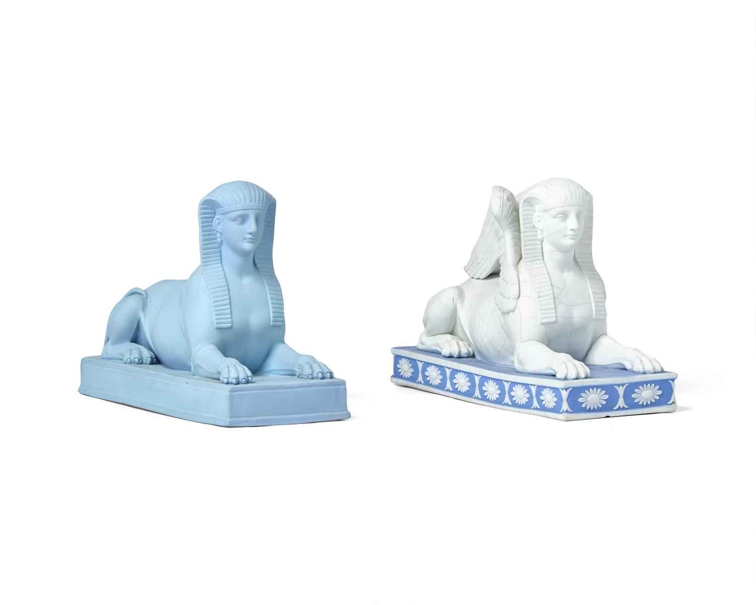 Two Wedgwood Jasperware Sphinx Figures
