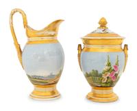 A Paris Porcelain Hand-Painted and Parcel-Gilt Porcelain Tea and Coffee Service