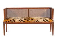 An Italian Style Walnut Bench with Tiger Velvet Upholstery