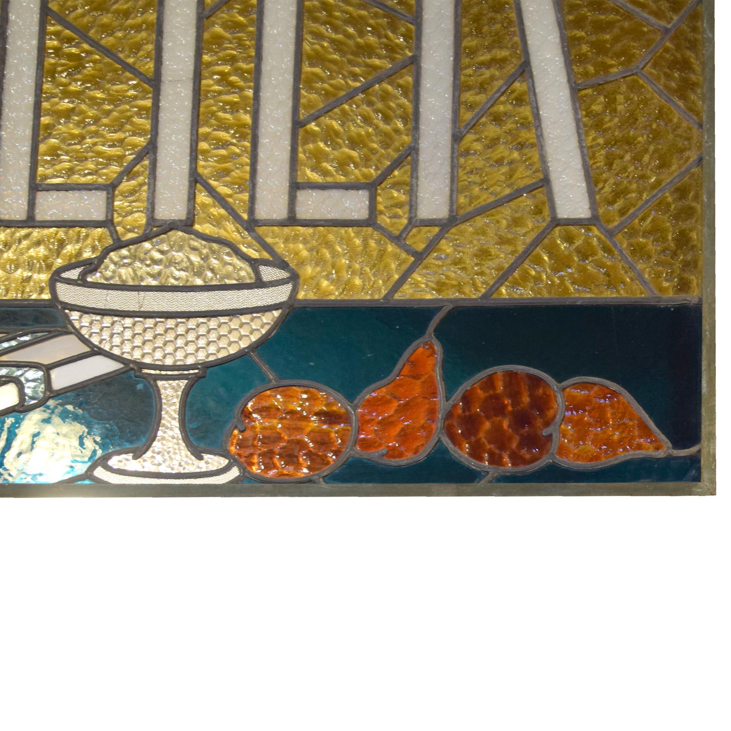 A "Glacier" Stained Glass Window 59" W x .5" D x31.5" H — France, 20th Century