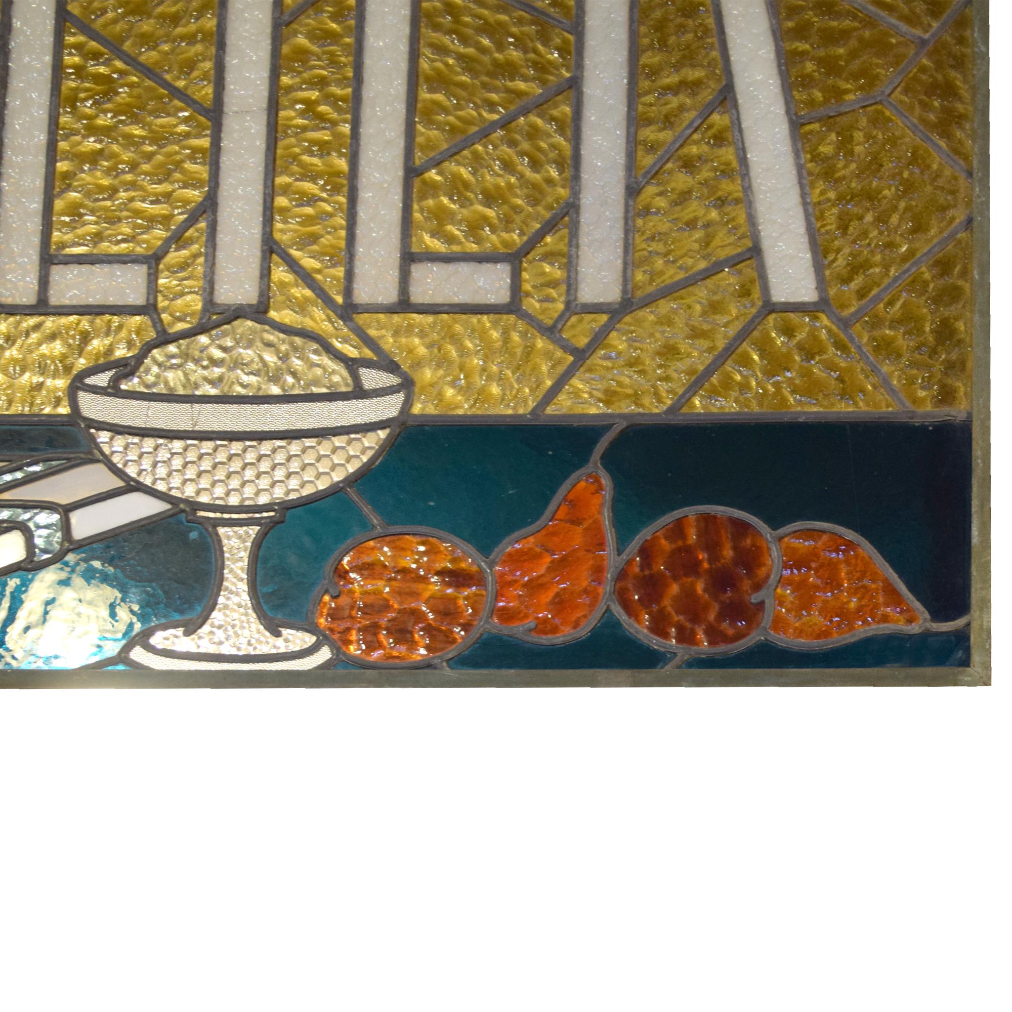 A "Glacier" Stained Glass Window 59" W x .5" D x31.5" H — France, 20th Century