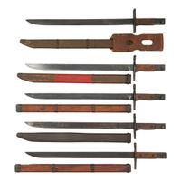 Lot of 5 WWII-era Japanese "Last Ditch" Type 30 Bayonets with Wood Scabbards