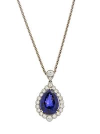 TANZANITE AND DIAMOND PENDANT/NECKLACE