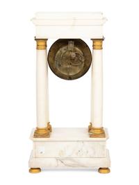 A Napoleon III Marble and Gilt Bronze Mounted Portico Clock