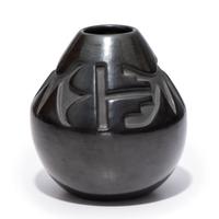 Deeply Carved Blackware Vase
