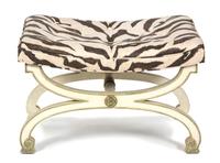 A Directoire Style Painted Curule-Form Tabouret Height 18 x width 27 x depth 18 inches. — 20TH CENTURY
