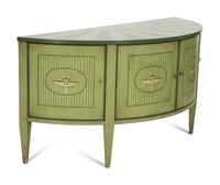 A Pair of Italian Neoclassical Style Painted Demilune Cabinets