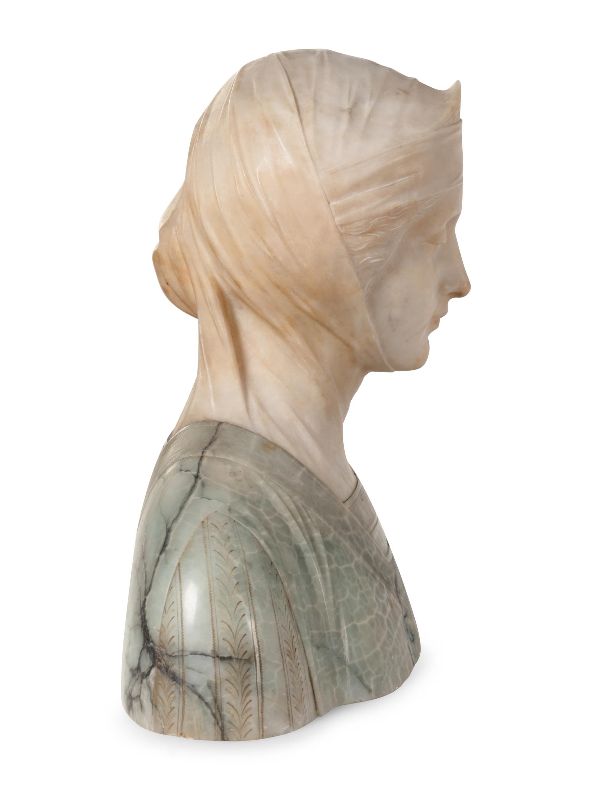 Two Continental Variegated Marble Busts of Women