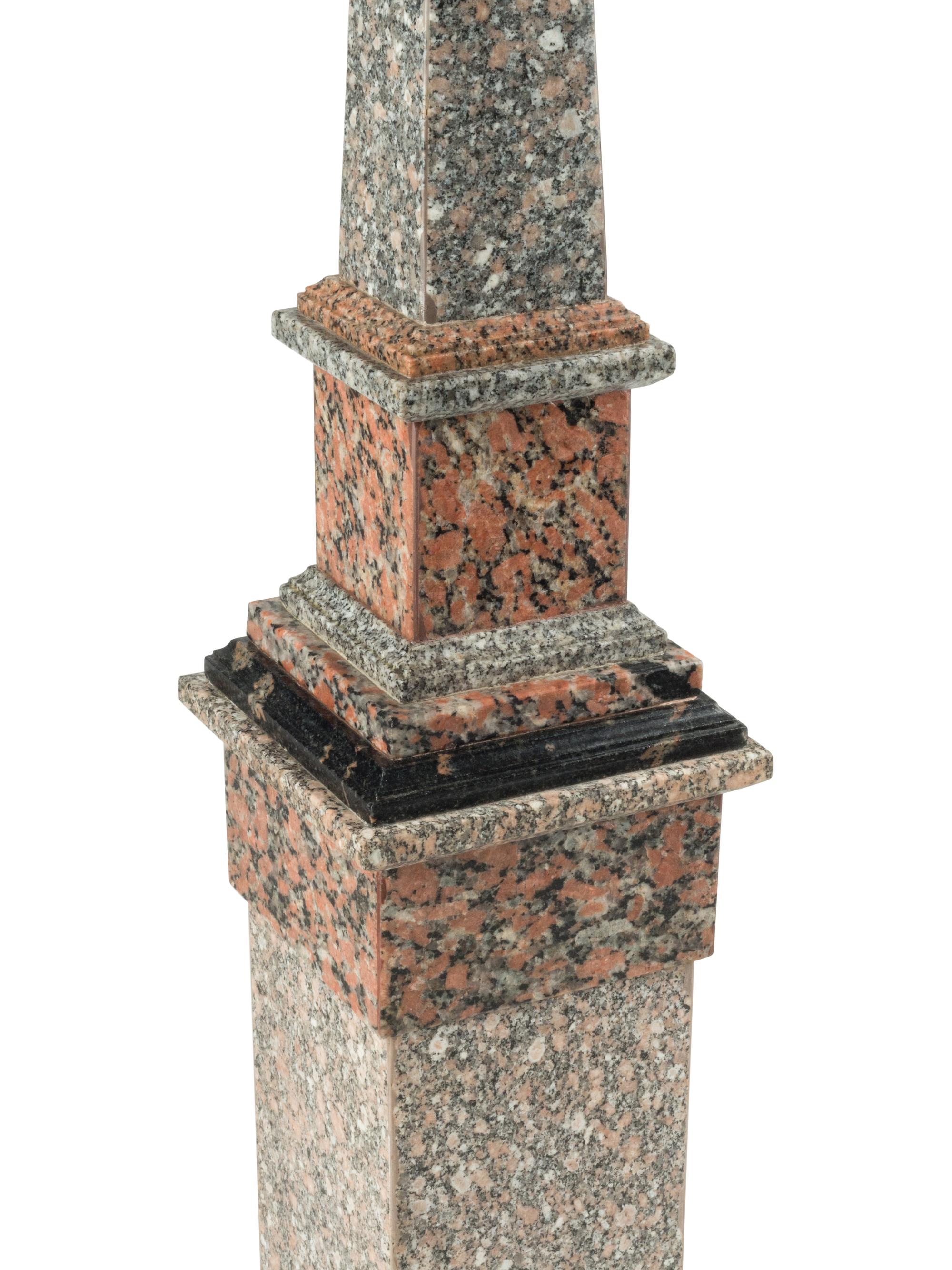 A Pair of Monumental Grand Tour Style Granite Obelisks