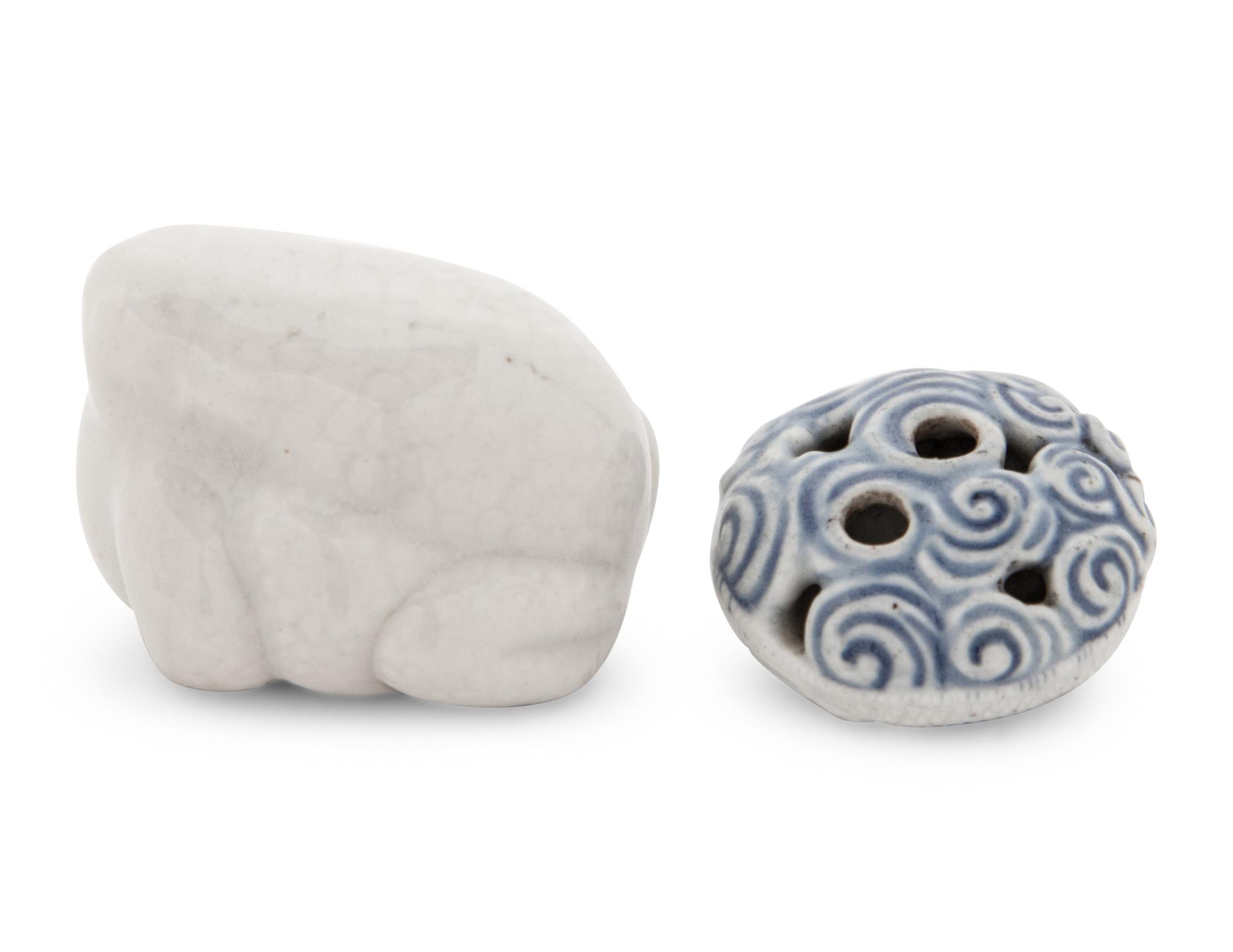Two Japanese Porcelain Netsukes