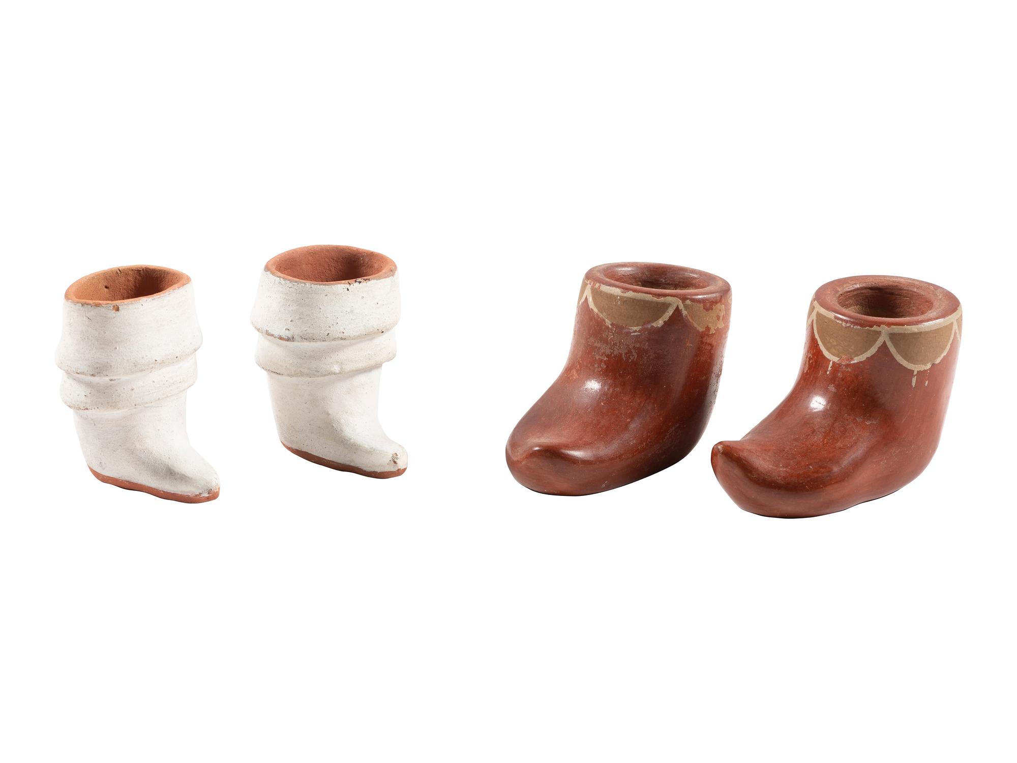 Two Pairs of Pottery Moccasins