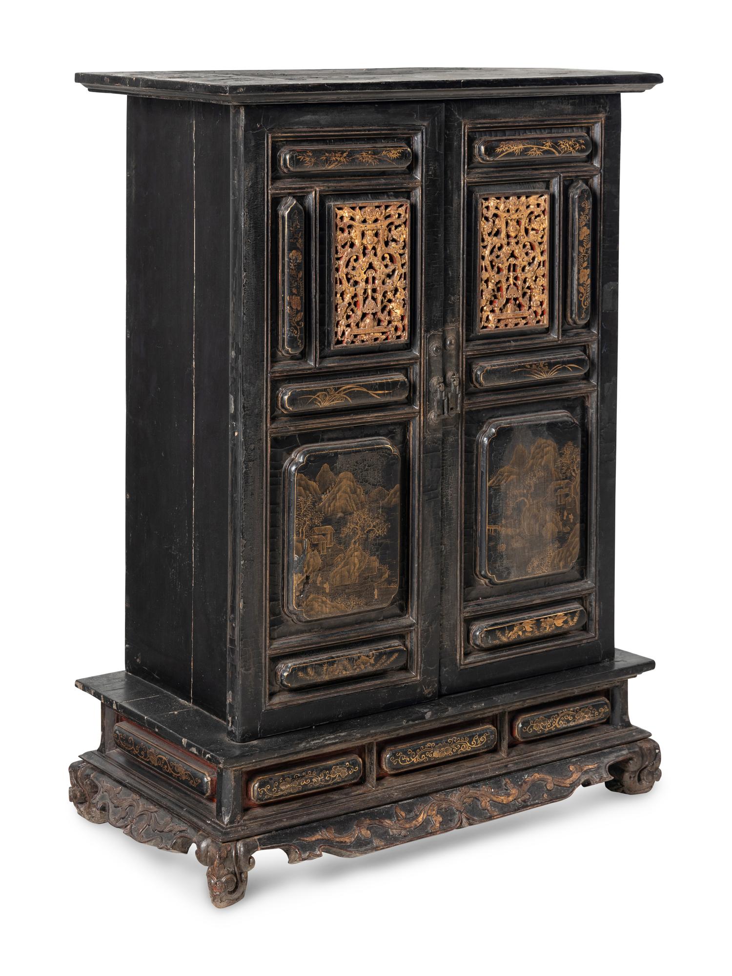 A Large Japanese Lacquered Wood Shrine