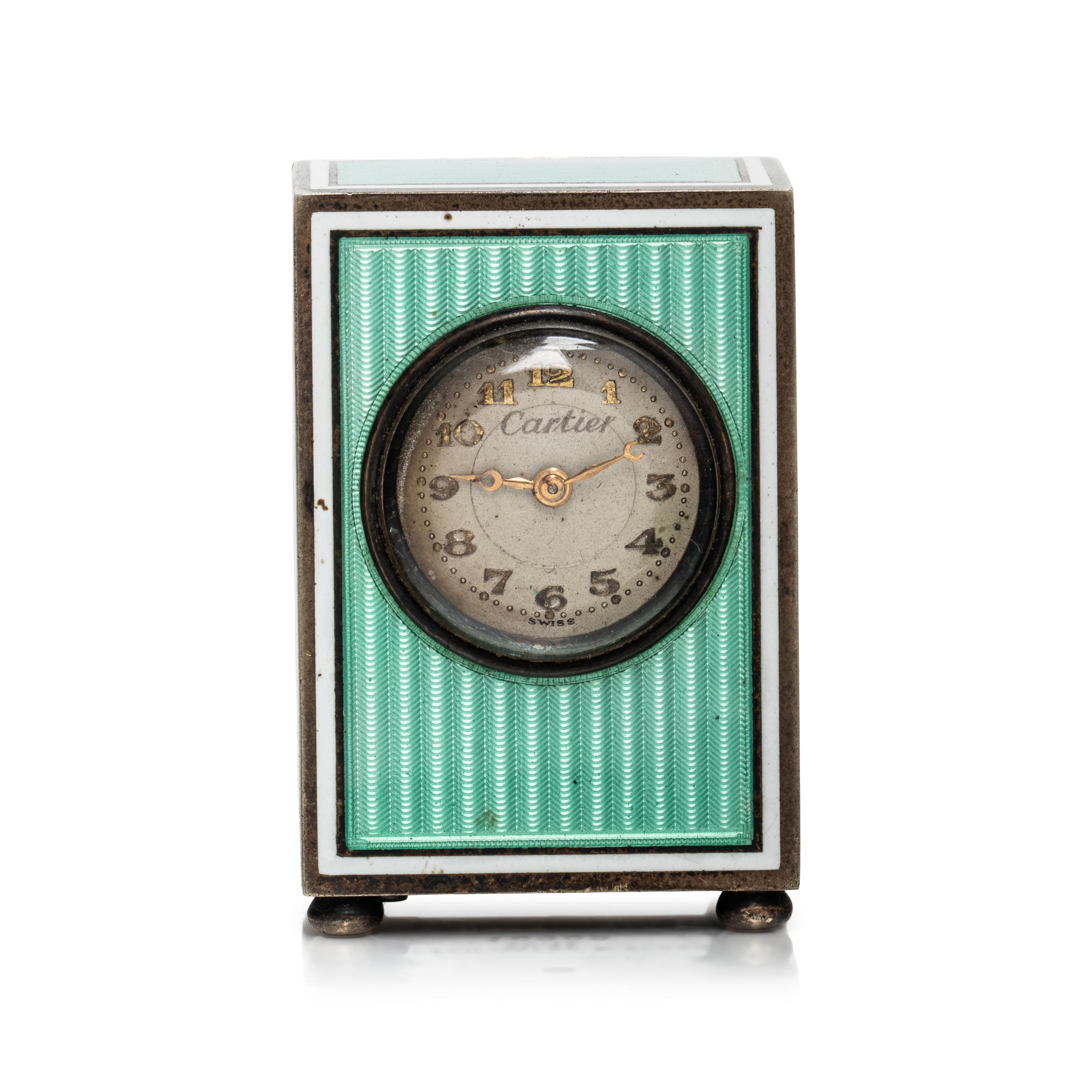 CARTIER, BELLE ÉPOQUE, ENAMEL MIGNONETTE DESK CLOCK