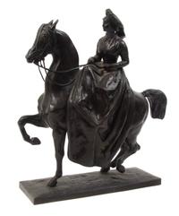 A Continental Bronze Equestrian Group, Height 14 3/4 inches.