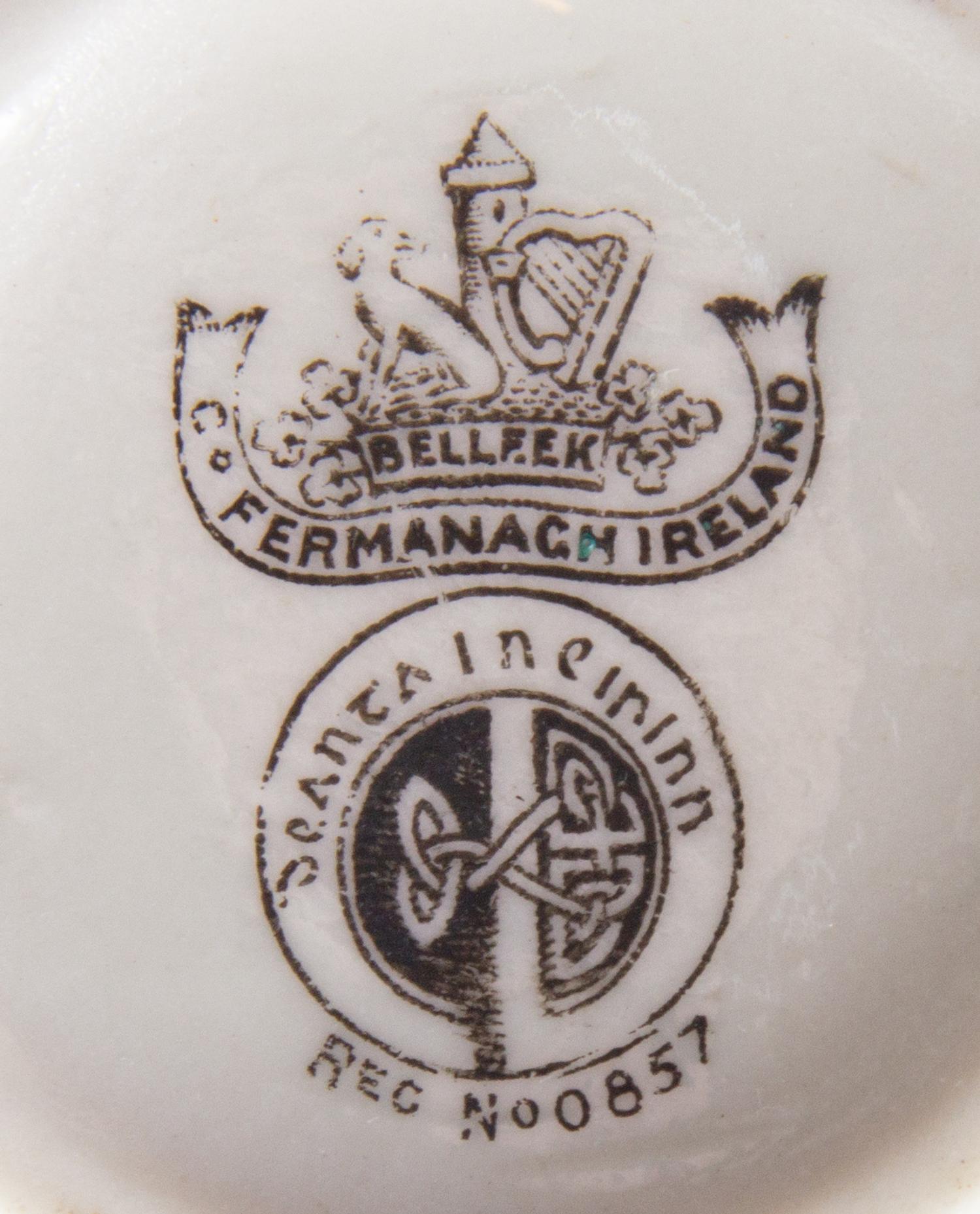 A Pair of Belleek Aberdeen Rose Ewers Height 6 inches. — THIRD BLACK MARK (1926-1946)