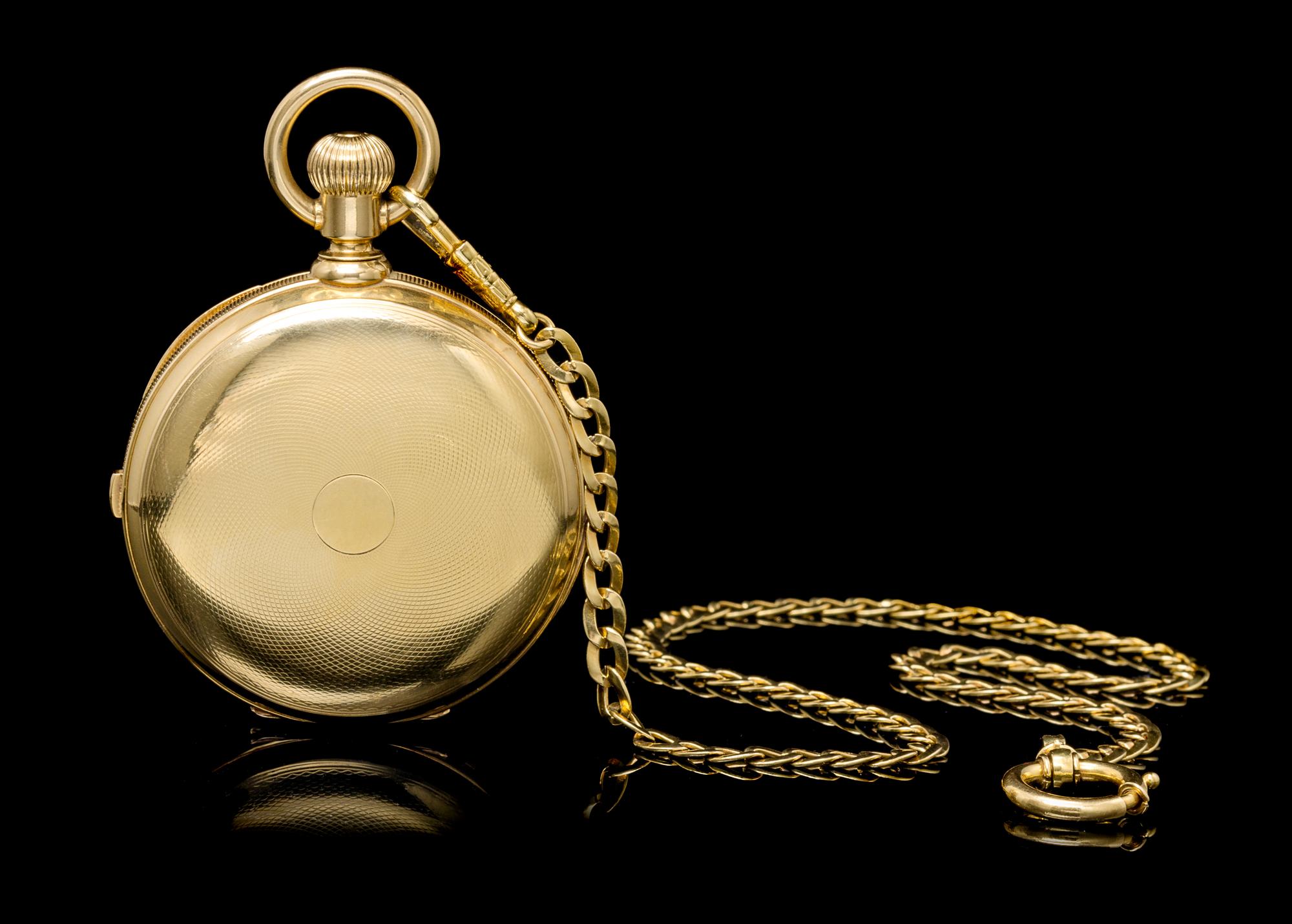 An 18 Karat Yellow Gold Hunter Case Chronograph Minute Repeater Pocket Watch, James Picard,