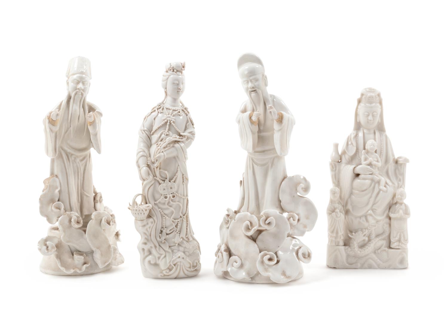 Four Chinese Blanc-de-Chine Figures