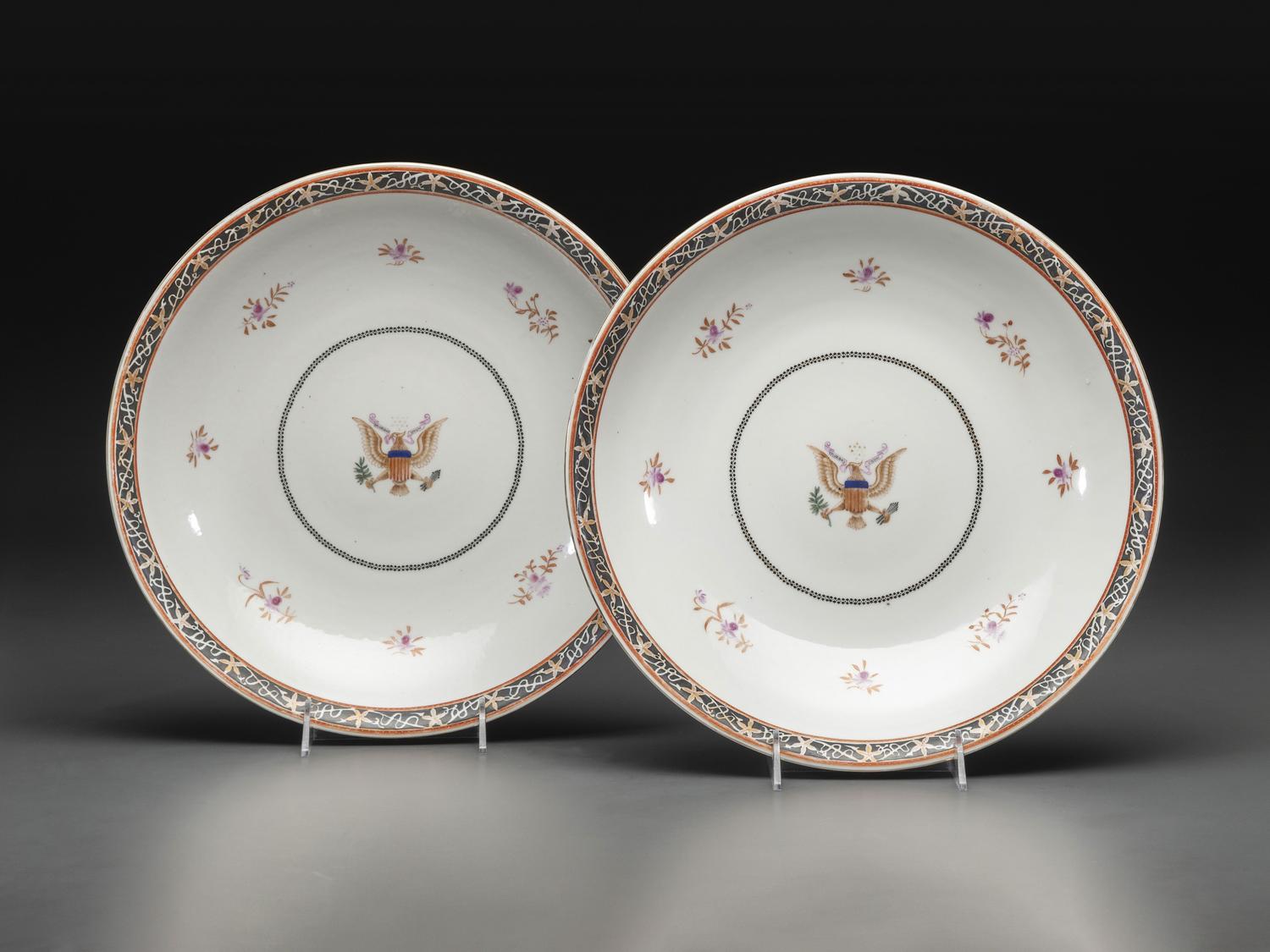 A Pair of Chinese Export American Market Porcelain Chargers