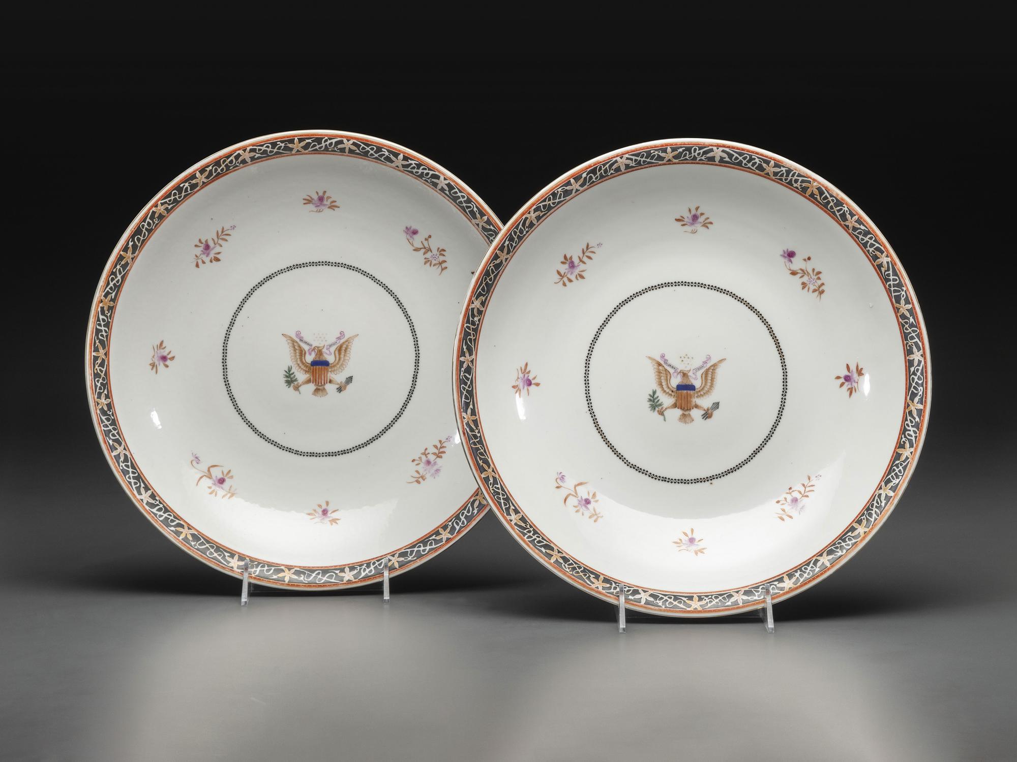 A Pair of Chinese Export American Market Porcelain Chargers