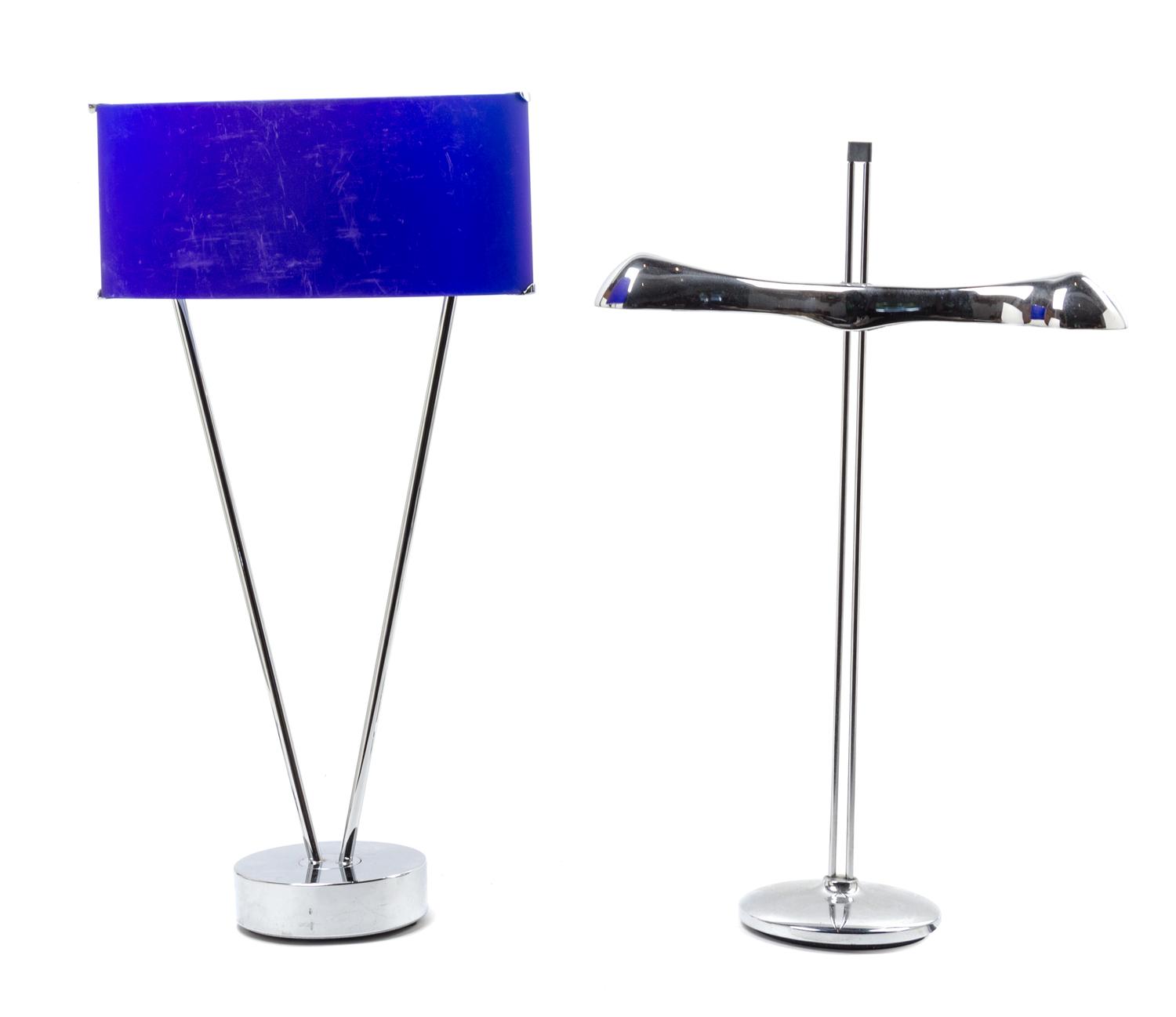 Two Contemporary Chrome Plated Desk Lamps Height of tallest 23 1/2 inches. — 20TH CENTURY