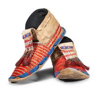 Sioux Quilled and Beaded Hide Moccasins
