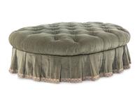 A Green Velvet Button Tufted Sofa and Ottoman