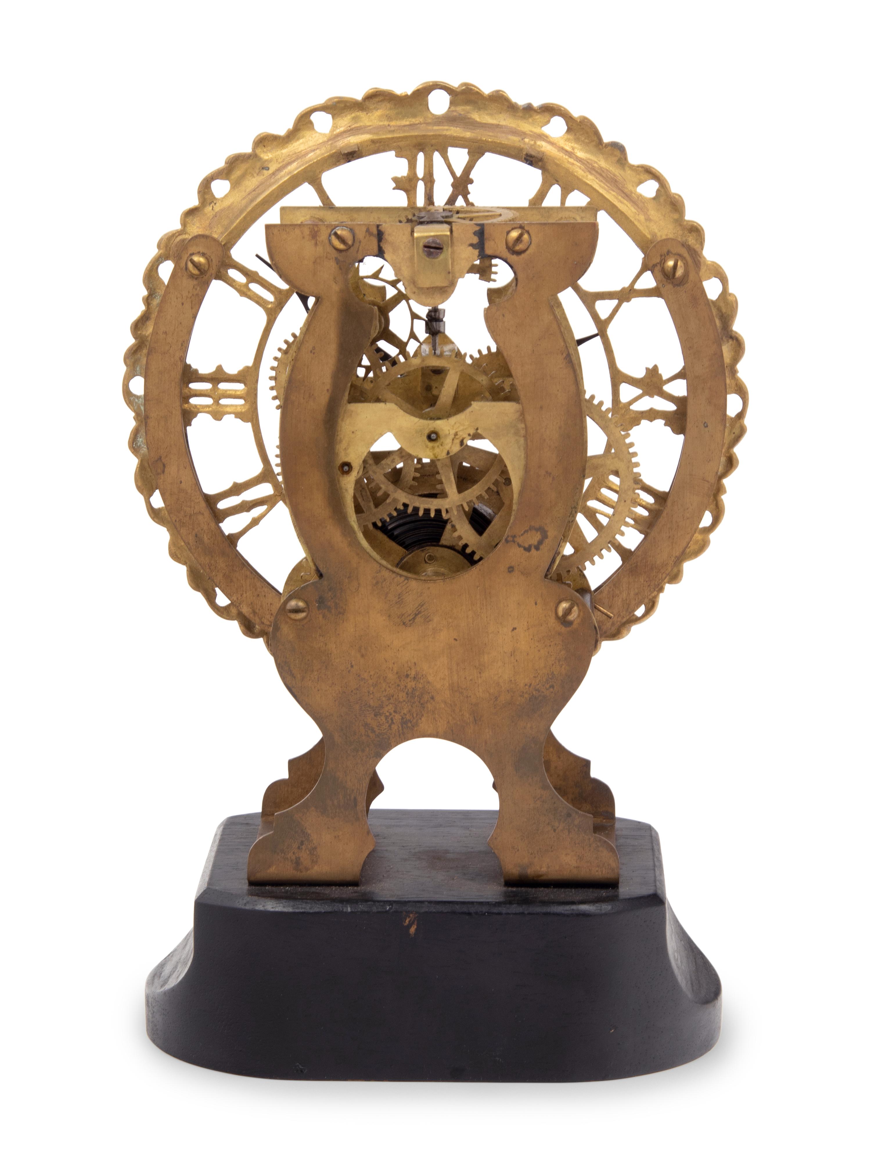 An American Brass Skeleton Clock