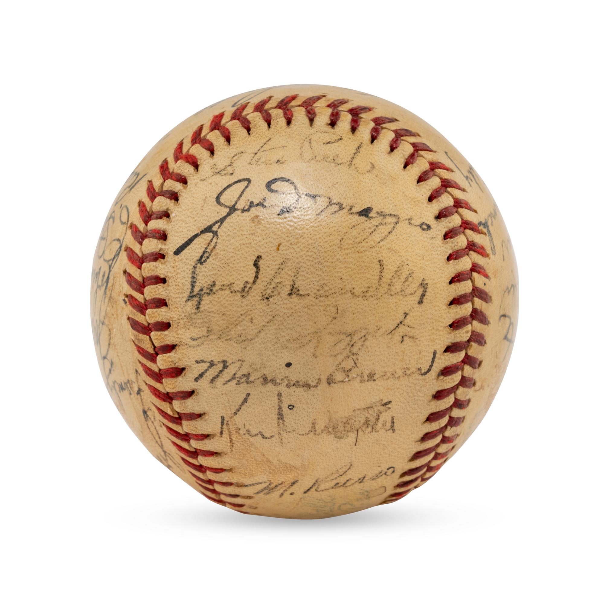 A 1941 World Series Champions New York Yankees Team Signed Autograph Baseball Featuring Joe DiMaggio (Beckett Authentication Services Letter of Authenticity)
