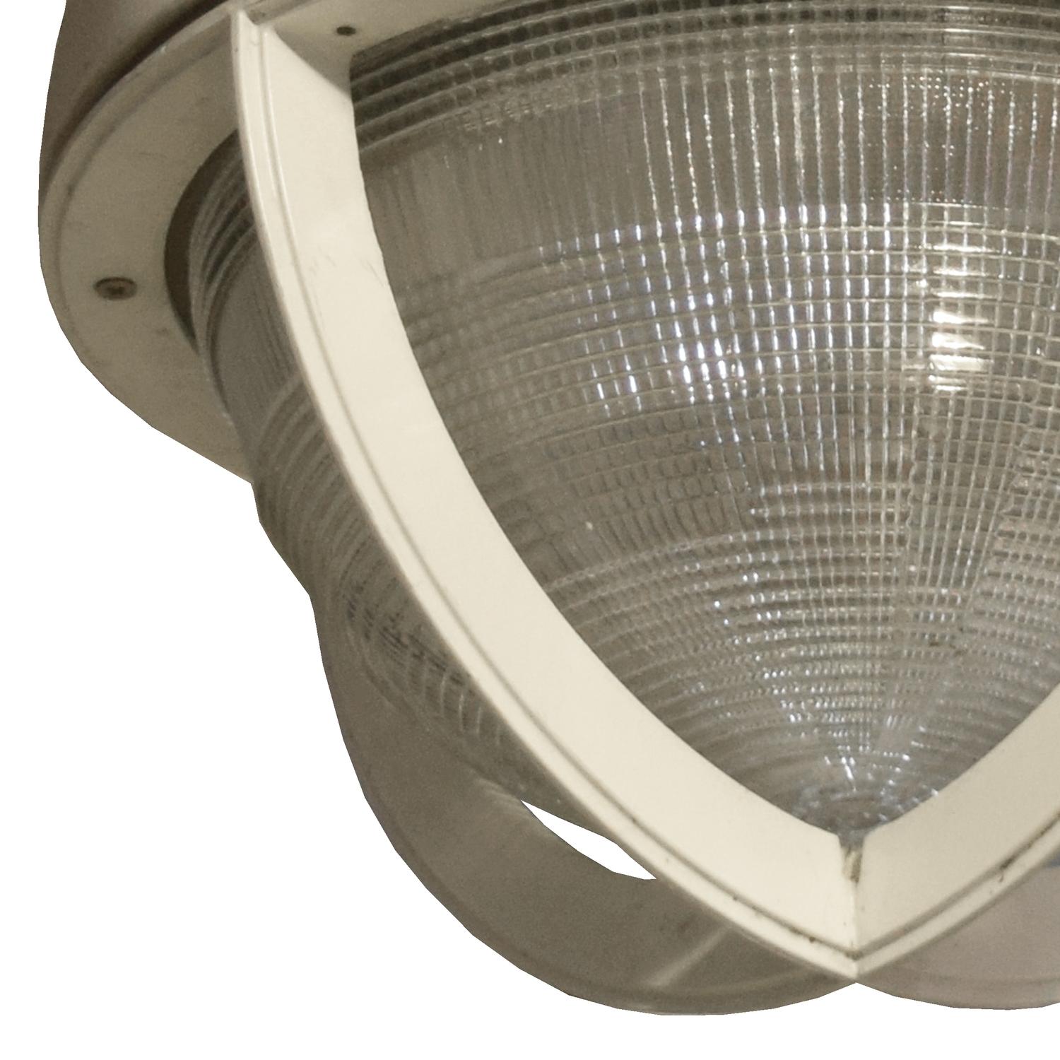 An Industrial Mid-Century Light Fixture 12" W x 12" D x 10" H — United States, Mid-20th Century