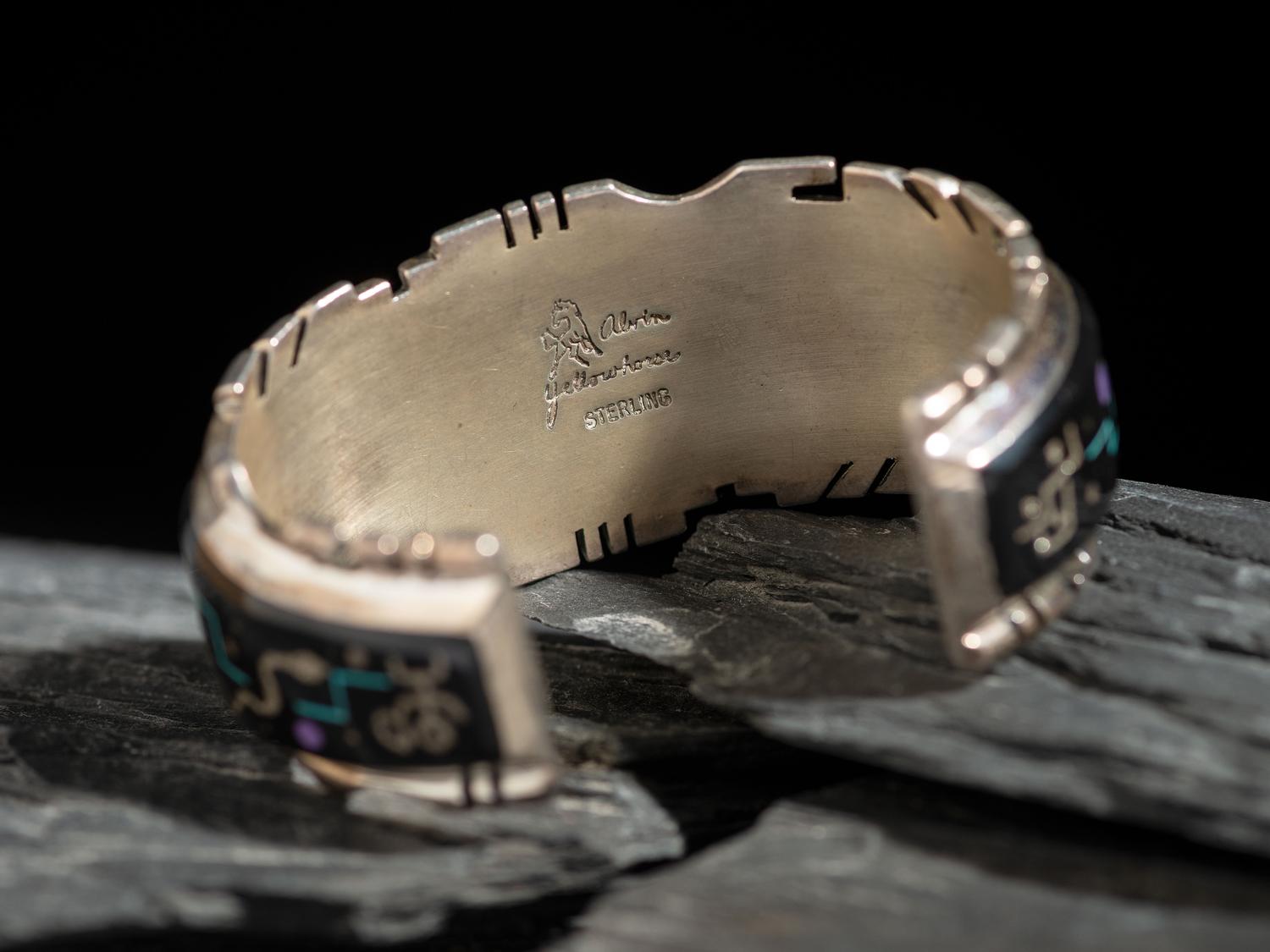 Sterling Silver and Mosaic Inaly Cuff Bracelet, with Cosmic Yeibichi Scene