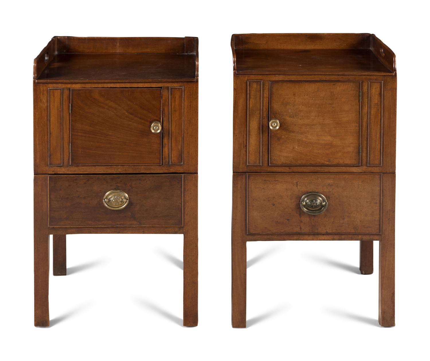 A Pair of George III Mahogany Bedside Cabinets