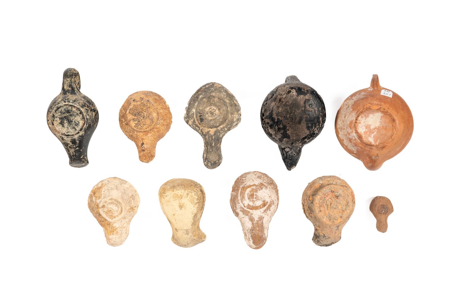A Group of Ten Greco-Roman Terracotta Oil Lamps