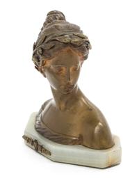 A Continental Gilt Bronze and Onyx Bust Height 5 1/4 inches. — 19TH CENTURY