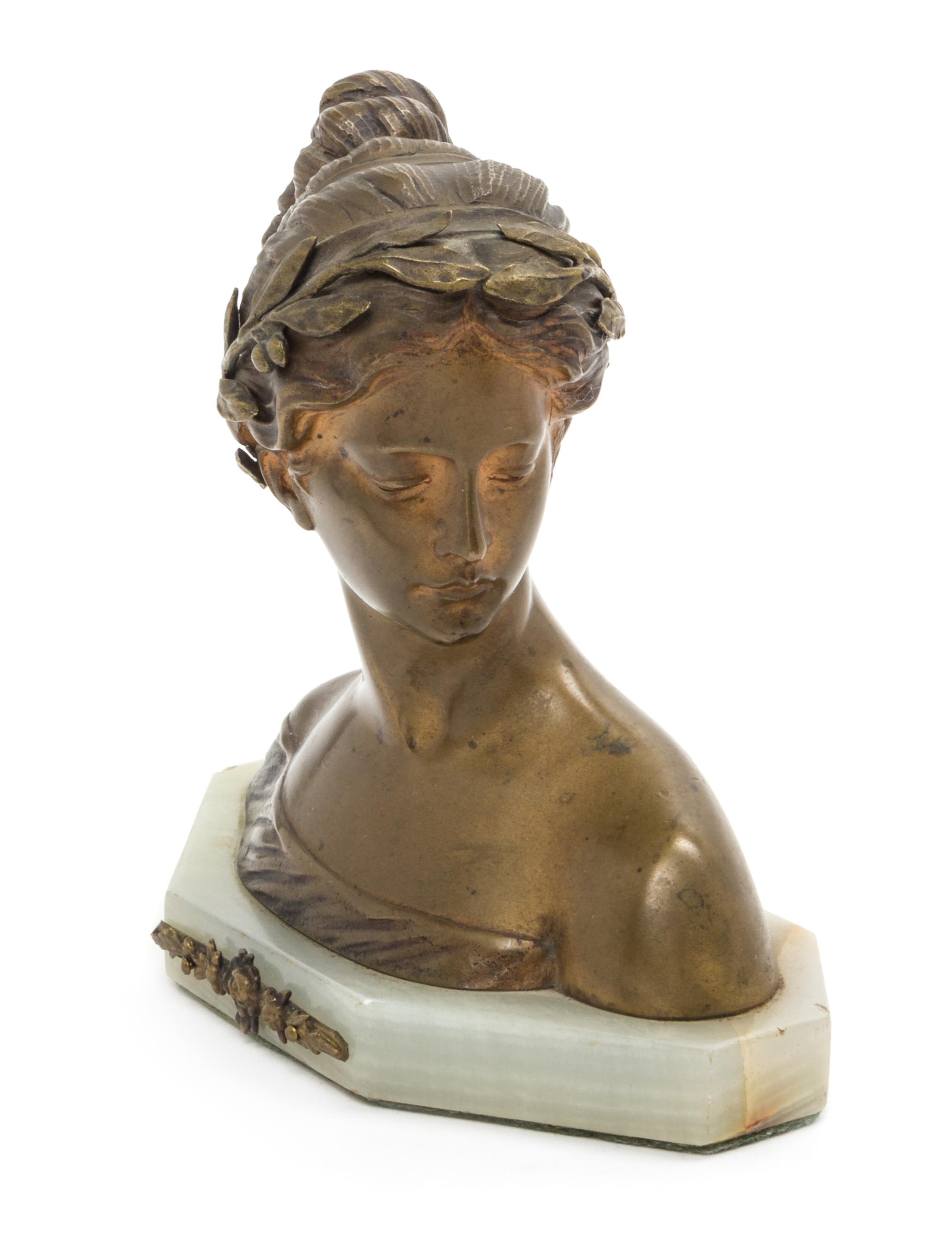 A Continental Gilt Bronze and Onyx Bust Height 5 1/4 inches. — 19TH CENTURY