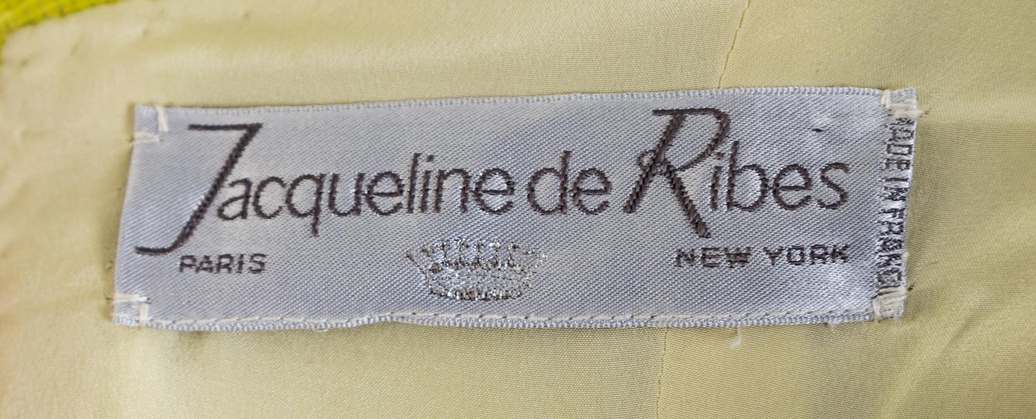 A Jacqueline de Ribes Chartreuse Raw Silk Gown, No Size.