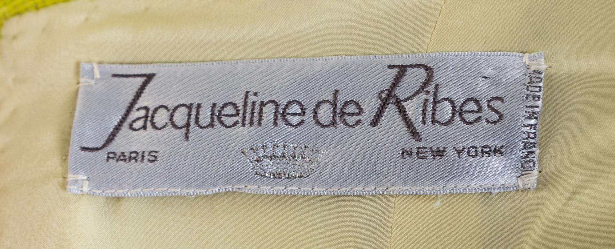 A Jacqueline de Ribes Chartreuse Raw Silk Gown, No Size.