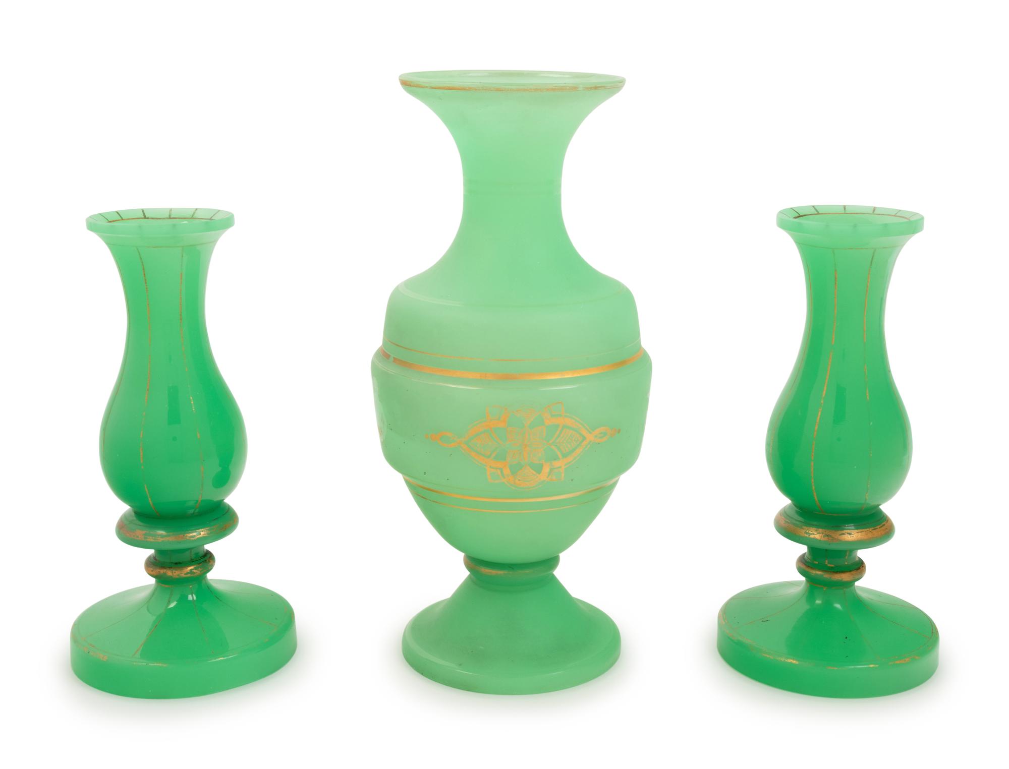 Three Opaline Glass Vases