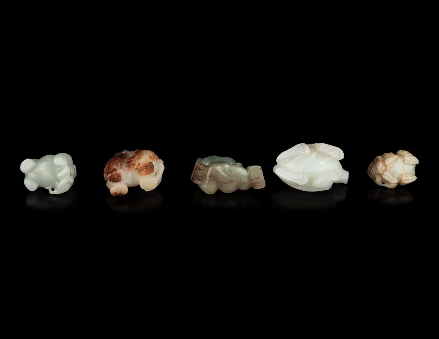 Five Chinese Jade and Hardstone Figures of Animals