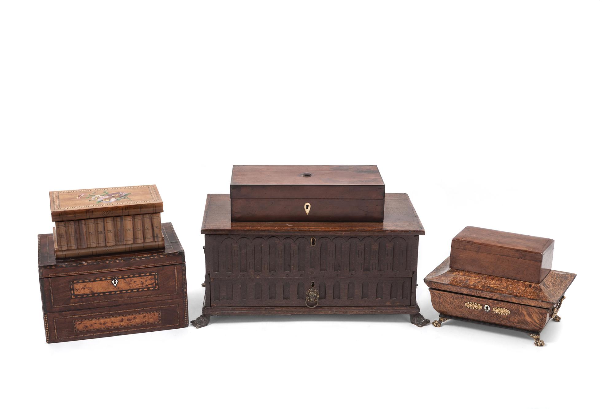 A Collection of Wood Table Caskets