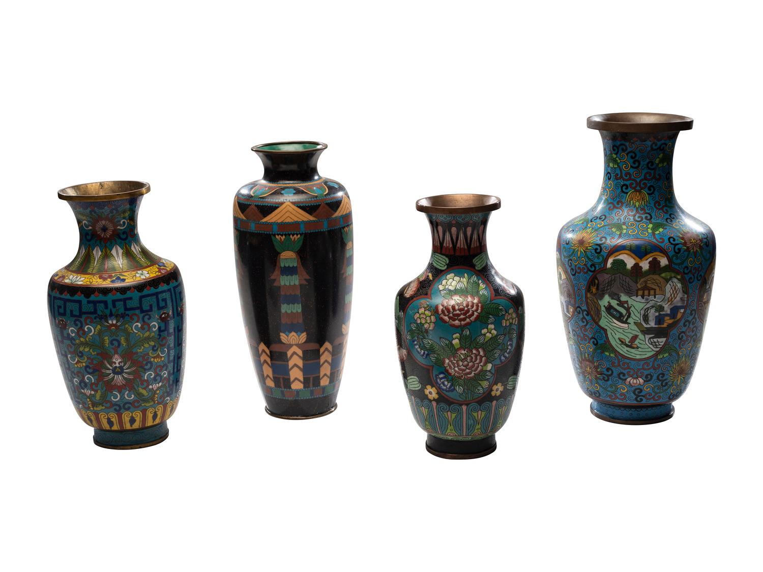 Four Chinese Cloisonné Enamel Vases