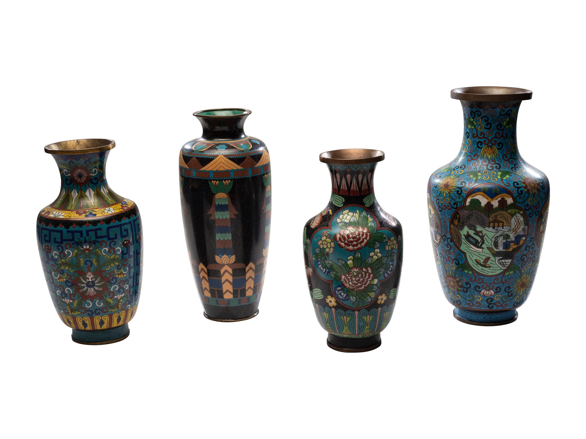 Four Chinese Cloisonné Enamel Vases