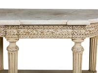 A Pair of Louis XVI Style Grisaille-Painted Console Tables