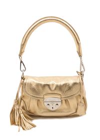 A Prada Metallic Gold Handbag, 9" x 6.5" x 2.5".