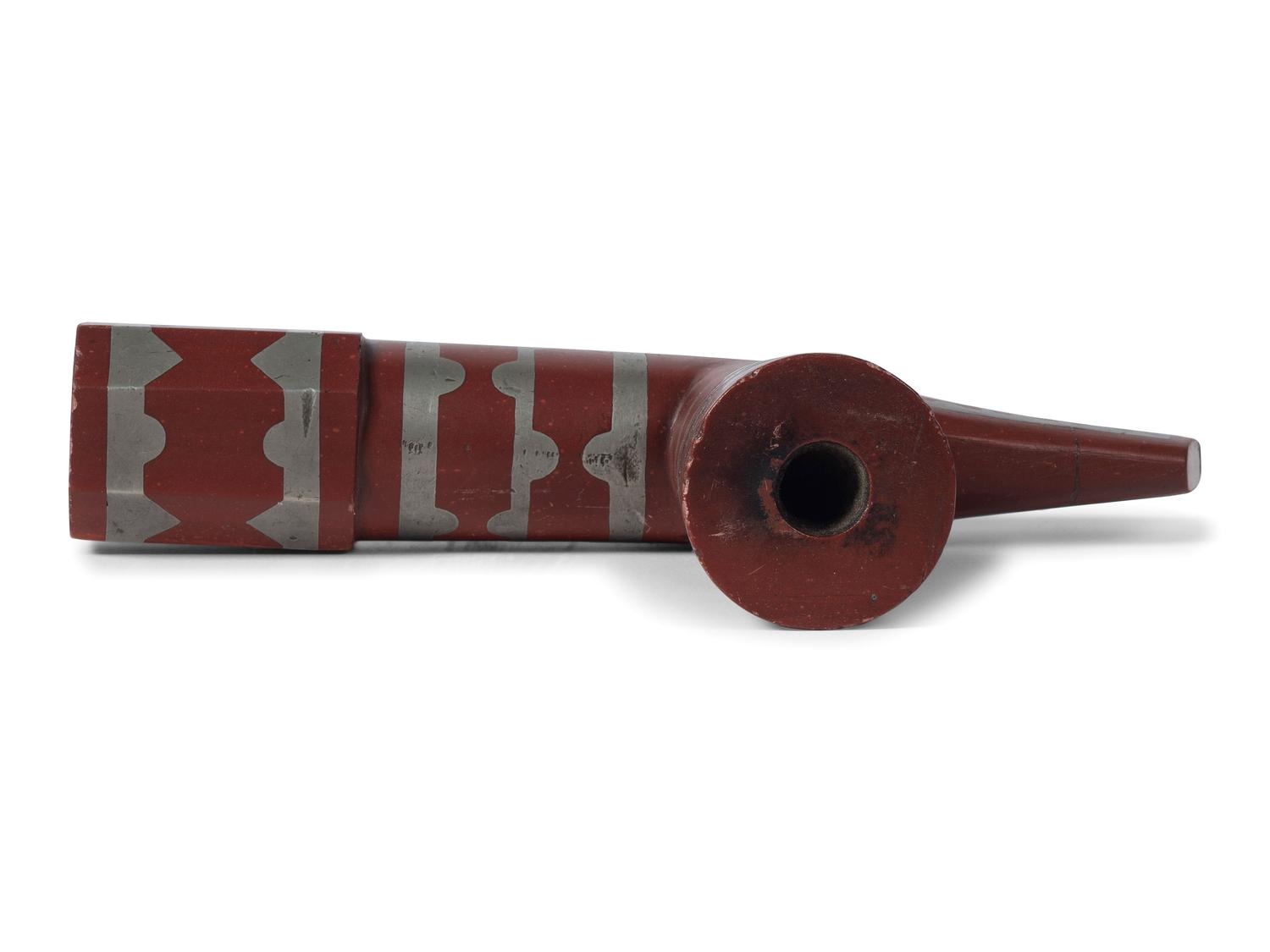 Great Lakes Catlinite Pipe, with Lead Inlay