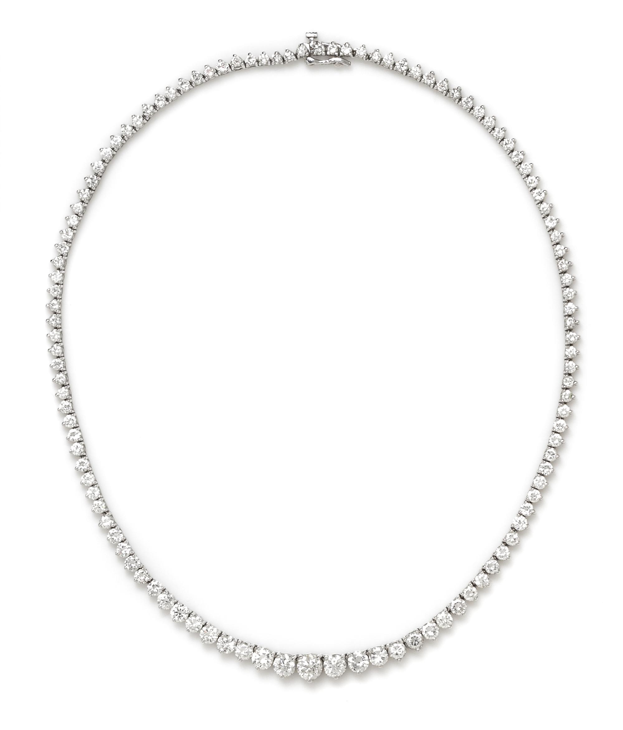 An 18 Karat White Gold and Diamond Riviera Necklace, 21.85 dwts.